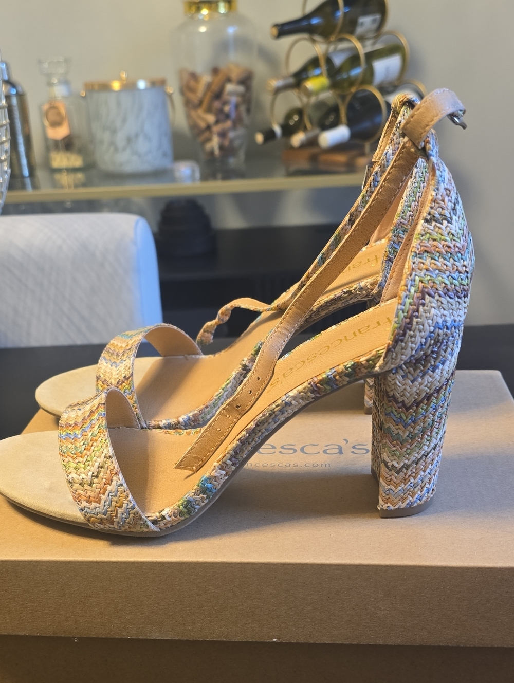 Francesca's Collections Multicolor Woven Block Heel Sandals